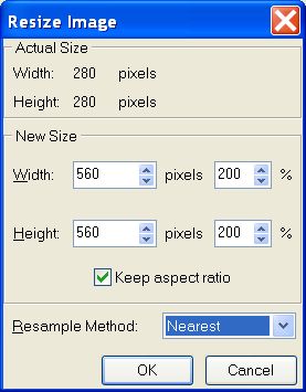 iresize in pixels method width